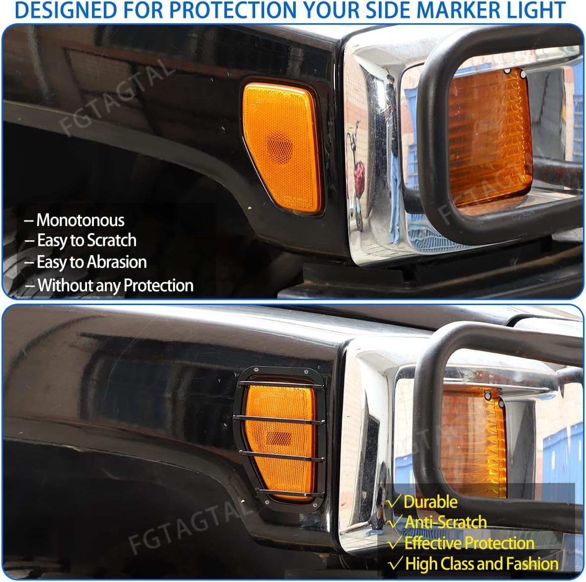 Side Marker Light Cover Guard Trim Fit for Hummer H3 2005-2009