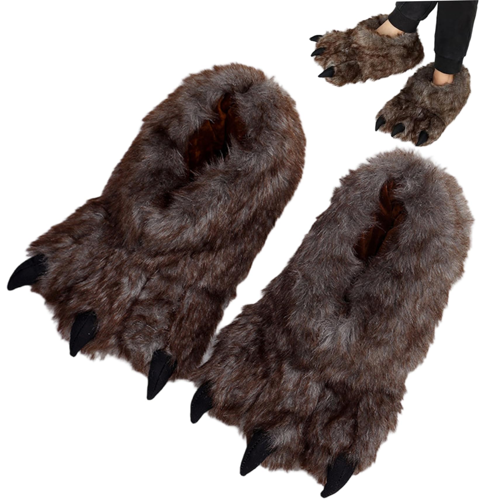 Jorzer Pantofole da Uomo con di Animale, pelosa Antiscivolo EU 42-43 | Caldo tessuto peloso, suola in gomma antiscivolo, ottimo per feste cosplay di Halloween