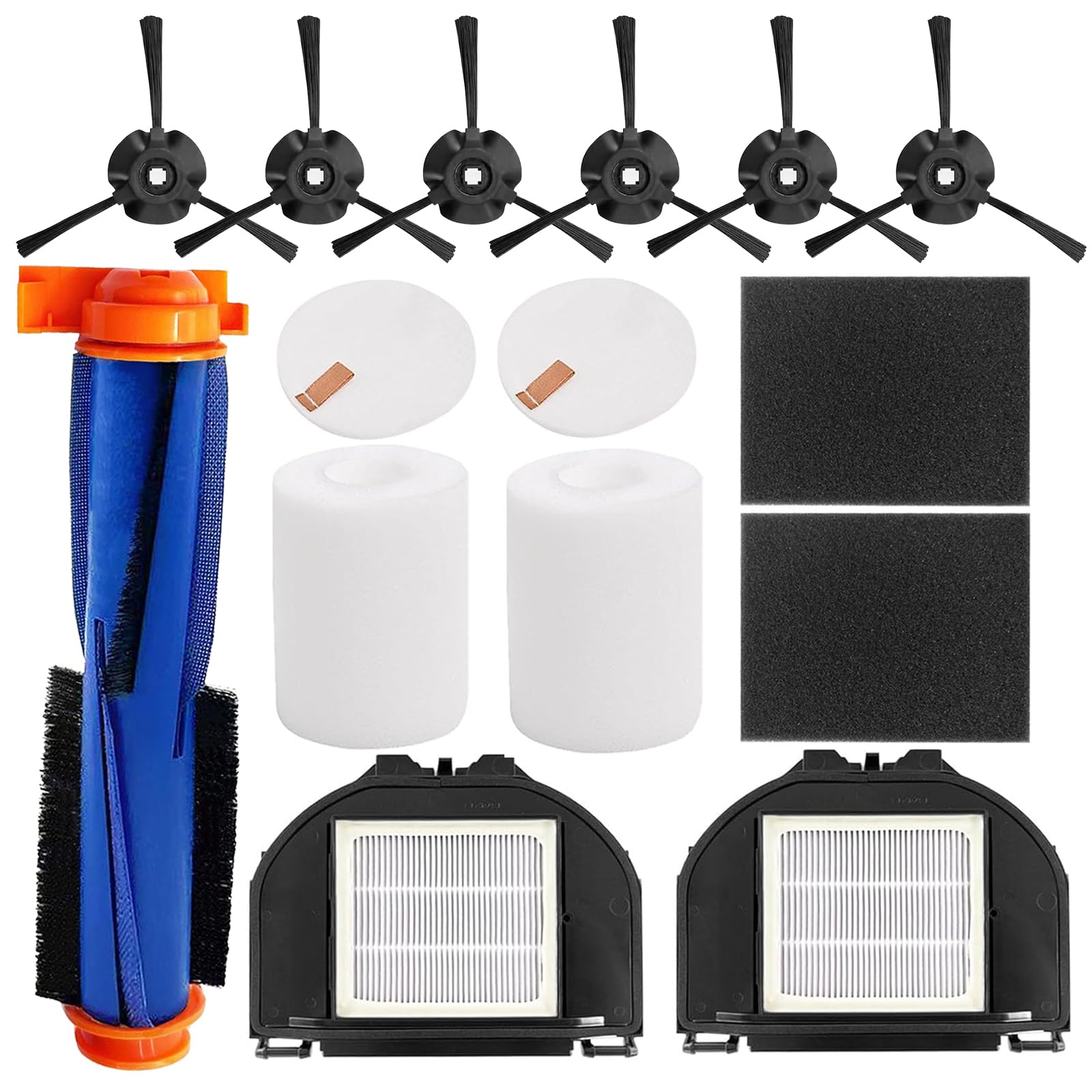 Replacement Parts for Shark RV2310AE/AV2310AE/RV2320S/RV2300S/UR2360S Matrix Robot Vacuum Cleaner,1 Main Brush Roller, 6 Side Brushes, 2 HEPA Filters,