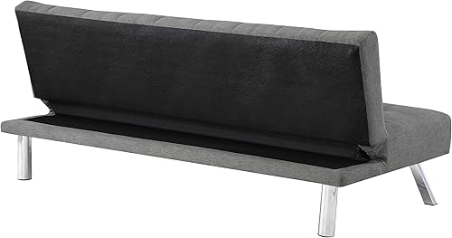 Miniatura 9 de OSP Home Furnishings Sawyer - Sofá futón convertible con fácil elevación y patas de acero inoxidable, tela gris