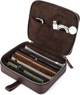 Hiram Uhrenarmbandhülle, Leder, 6 Uhren, Reise-Etui mit Griff, Tragbare Aufbewahrungsbox, Passend für Apple Watch und Pechanische Uhrenarmbänder