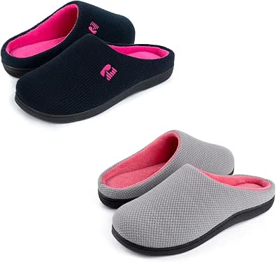 RockDove Women's Polar Fleece Two-Tone Slippers - Cozy Memory Foam Indoor/Outdoor Slippers - View #7
