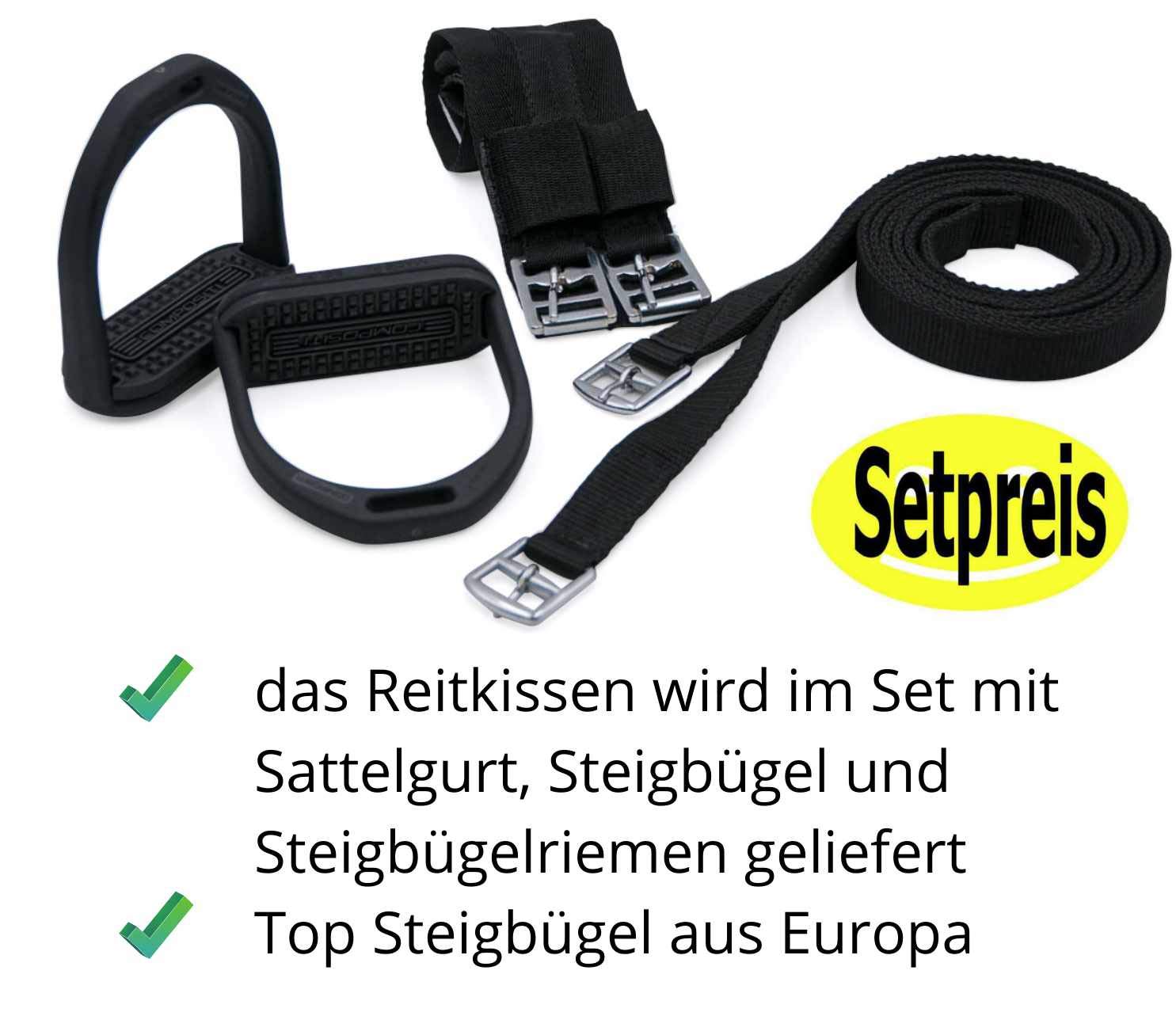 AMKA Shetty Pony Reitkissen Sattel, komplettes Set auch für Holzpferde braun
