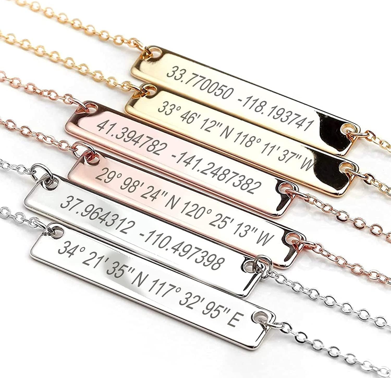 MignonandMignon Necklace Friendship Gifts for Women Costomizable Necklace Gold, Silver, Rosegold Personalize Name Coordinate Initial Inspirational Jewelry - 4N