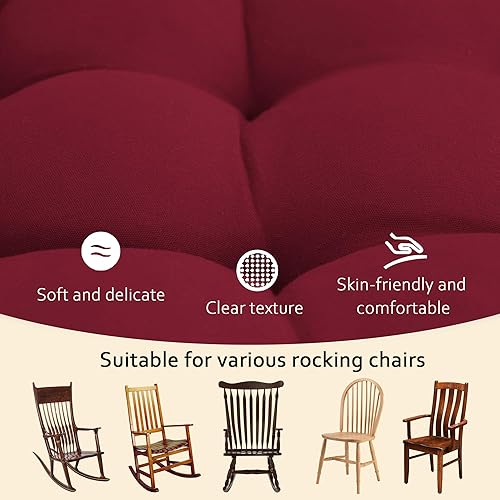 Miniatura 3 de ELFJOY Cojín para silla mecedora, cojines para silla de cocina con cojín de respaldo de asiento, almohadillas suaves y cómodas con lazos, 17 x 17