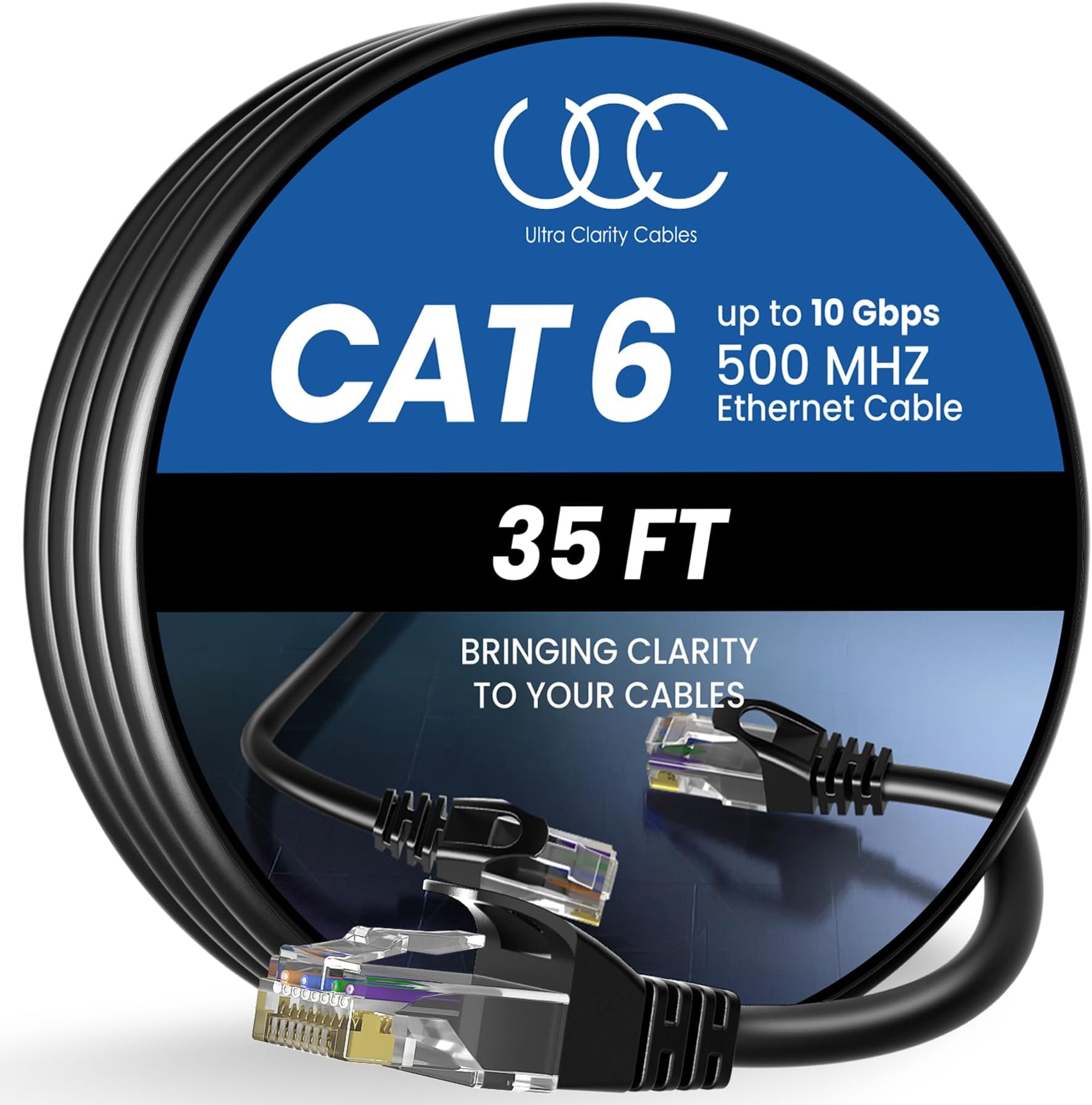 Cat 6 Ethernet Cable 35 ft, 10Gbps High Speed Ethernet Cable, Internet Cable Outdoor&Indoor, Rj45 Cat6 Cable Long Ethernet Cable for Computer, Router, Modem, PS4/5, Xbox, Gaming- Black