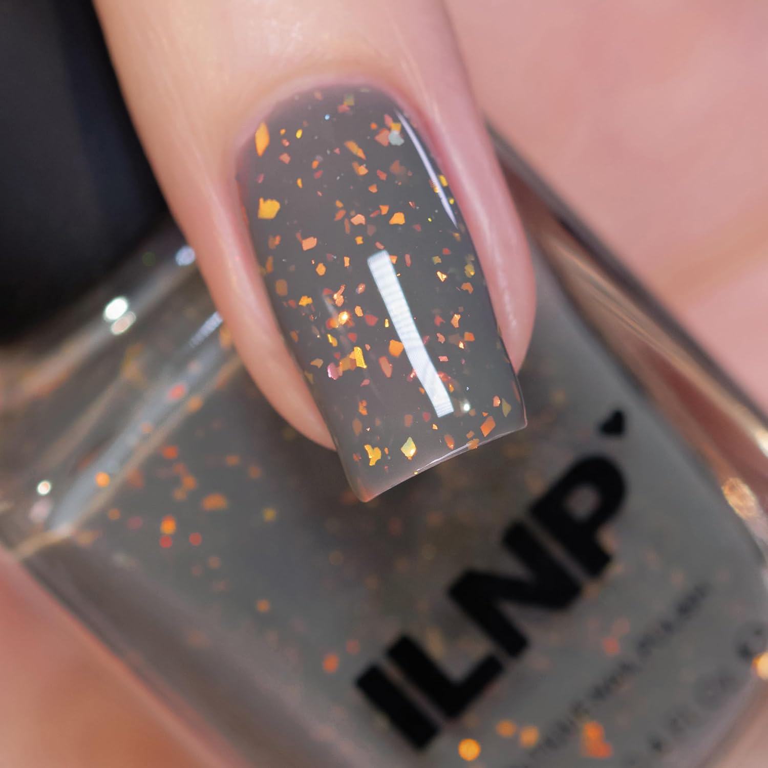 ILNP Storm Watch - Cool Light Grey Flakie Shimmer Nail Polish