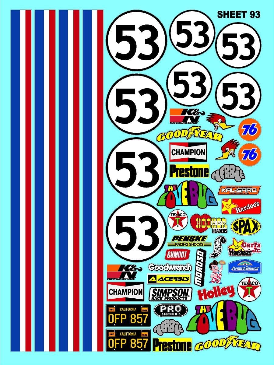 Amazon.com: Clear Vinyl Herbie 93 Love Bug R/C Racing Sponsor Sticker ...