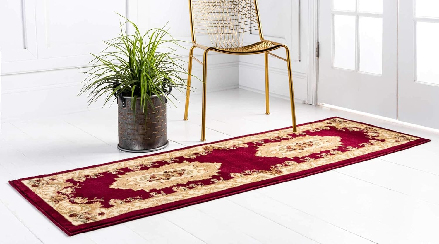 Unique Loom Versailles Collection Area Rug - Henry (2' x 6' 1" Runner Red/Brown)