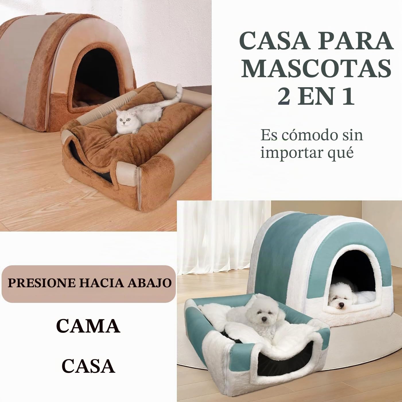 Cama grande para perros 2 en 1, casa esponjosa XL XXL, lujoso refugio para mascotas con asa antiansiedad para perros y gatos, camas calmantes, cálido refugio para mascotas para perros grandes