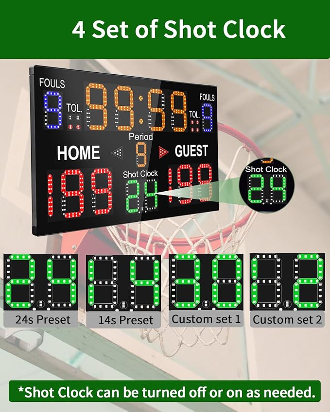 Marcador digital de baloncesto con cronómetro y control remoto miniatura 3