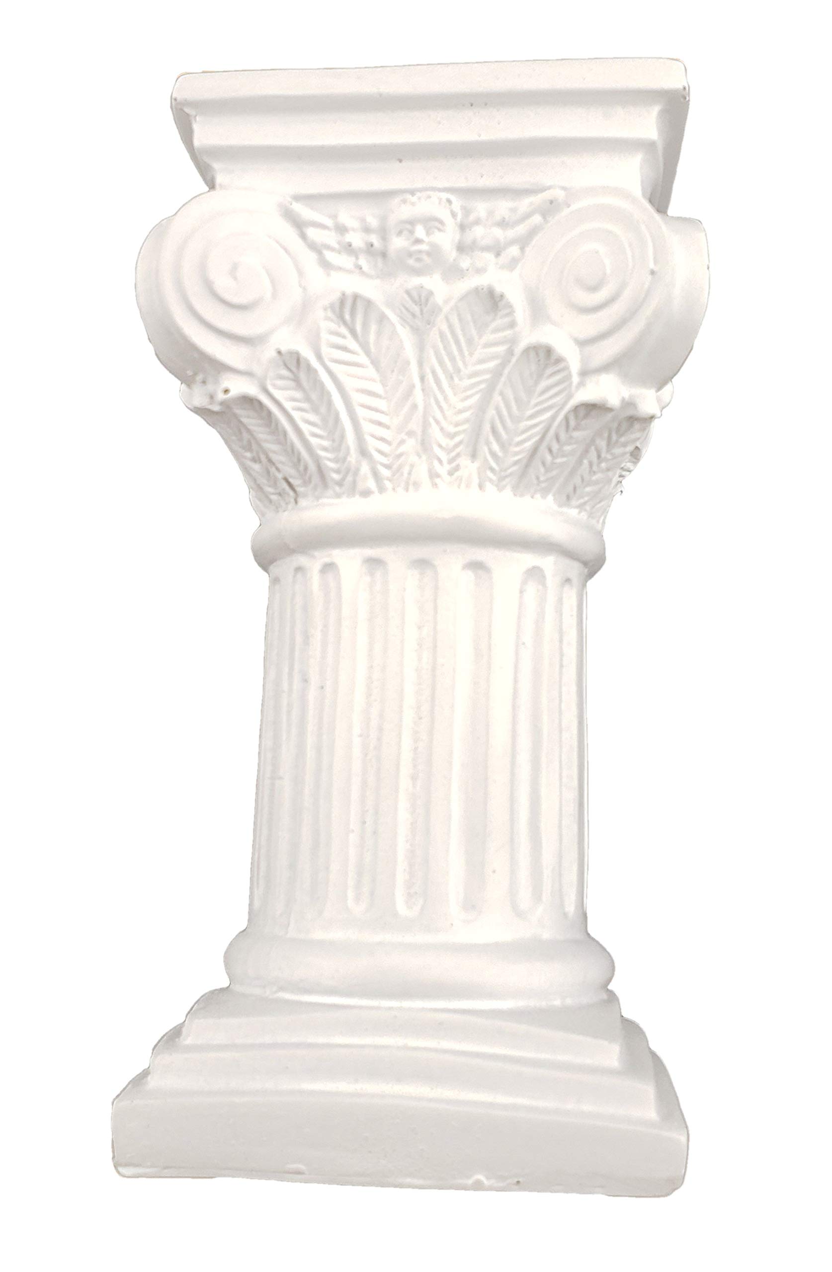 NST 1 pc of Polyresin Pillar White Pedestal/Pillar Stand - 6.5 inches Tall