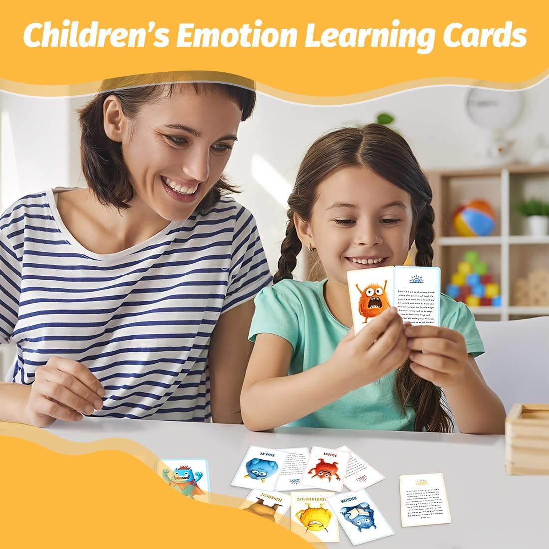 Emotions Game for Children, 32 Illustrated Cards, Emotions and Expression Cards, Children 1-3 Years, Educational Game to Discover Emotional