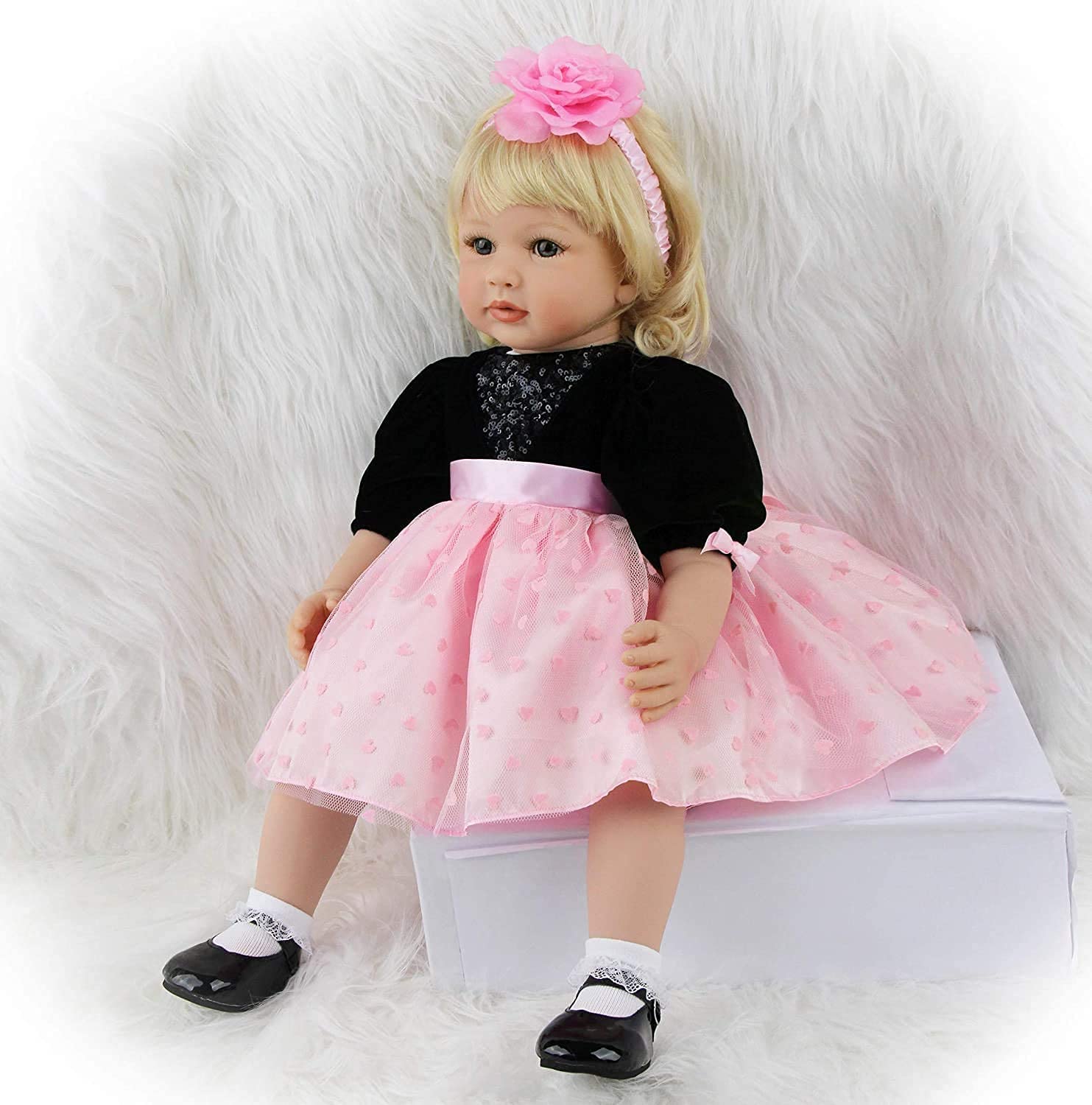 ZIYIUI Bebe Reborn 24 pollici 60 cm vinile di silicone morbido bambola Reborn fatto a mano bebe Reborn ragazza regalo di giocattoli per ragazzo, ragazza, regalo di Natale(bambola Reborn Girl 60 cm)