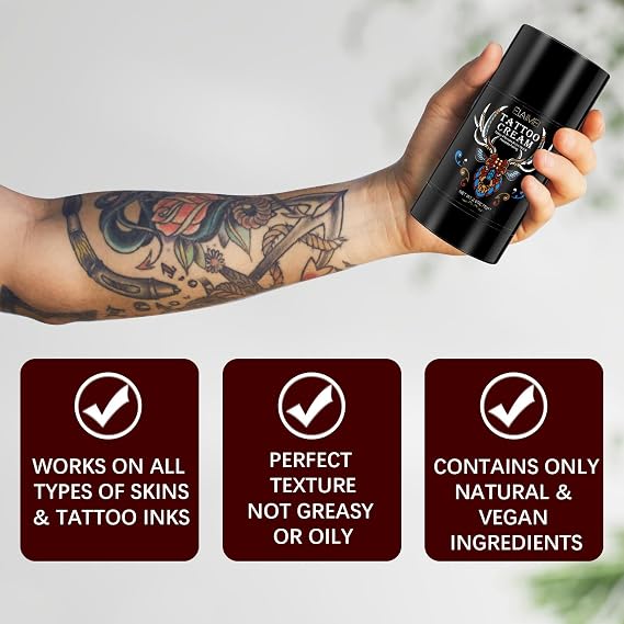 HXTMKTTattoo Balm & Cream, Aftercare Tattoo Healing Cream for Old and New Tattoo, Color Brightener and Enhancing Moisturizer, Natural Tattoo Care Balm Tattoo Lotion 1 Pack 75g
