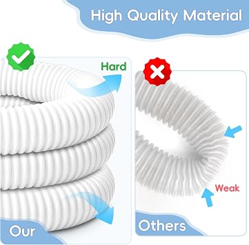 Replacement 1.25 Pool Hoses for Above Ground Pools, 1 1/4 x 59 Long, 2 Pack with 2 Hose Holders and 4 Metal Clamps (White)