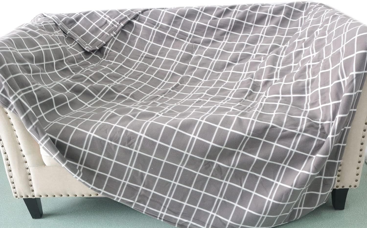 Pure Warmth Printed Fleece Electric Heated Warming Twin Blanket Light Grey White