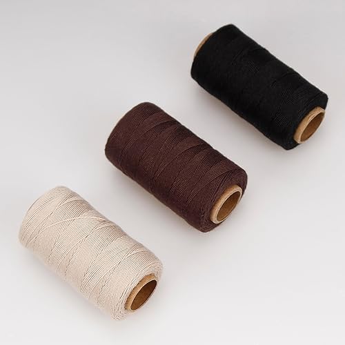 Miniatura 34 de Lusecarl Hilo de poliéster de 110 yardas cada carrete para extensiones de cabello, 3 rollos de hilos de coser para coser a mano, extensiones de Negro