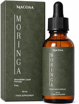 Max Absorption Moringa Liquid Drops, Moringa Oleifera Leaf Extract 400mg per Serving, 101 Equivalent to 4000mg Dried Leaf, 60ml