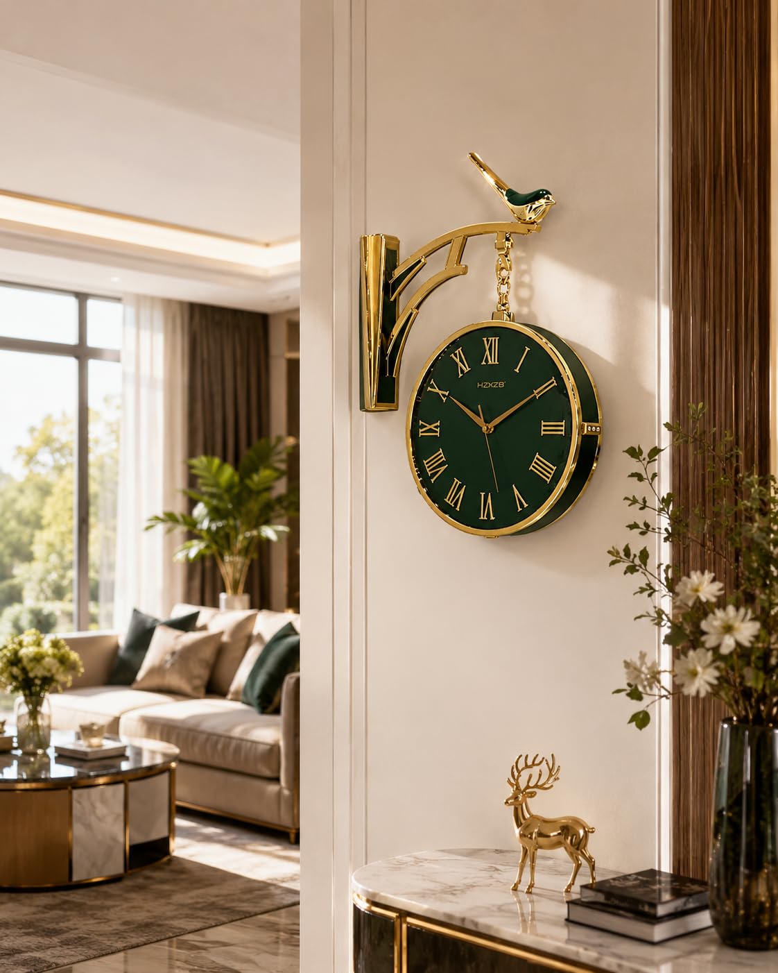 Luxury Round Wall Clock - Retro Double-Sided Design -6