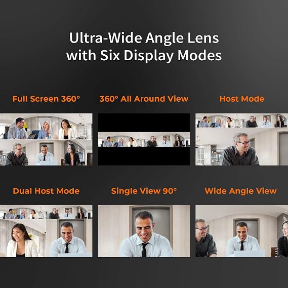 j5create 360 Degree All Around Meeting Webcam - 1080P HD Video Conference Camera with High Fidelity Microphone, USB-C | for Video Conferencing, Online Classes, and Collaboration (JVCU360)