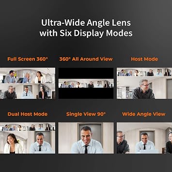 j5create 360 Degree All Around Meeting Webcam - 1080P HD Video Conference Camera with High Fidelity Microphone, USB-C | for Video Conferencing, Online Classes, and Collaboration (JVCU360)