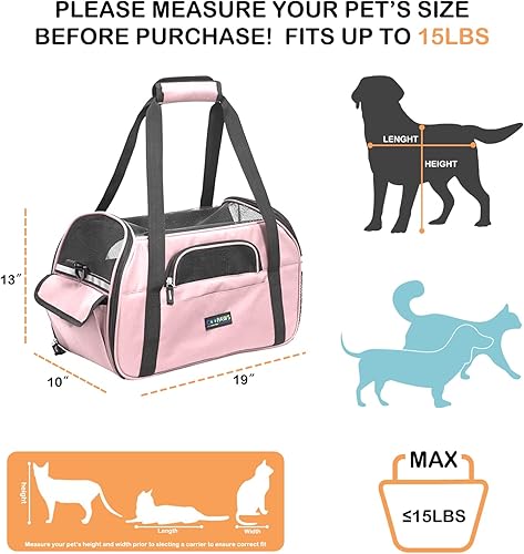 Miniatura 9 de JESPET  Transportín para perros pequeños, gatos, cachorros, transportín plegable aprobado por aerolíneas para gatos y perros, bolso de viaje y para