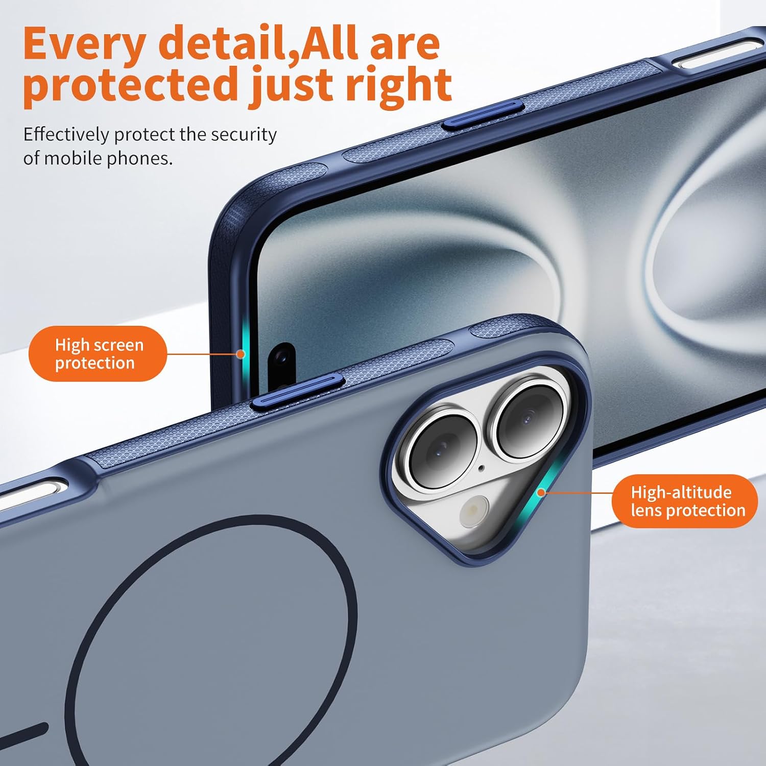 Dionsibei Magnetic for iPhone 17 Case Compatible with MagSafe Shockproof Drop Protection Case for iPhone 17 Phone Case ﻿ (Grey Blue+Dark Blue, iPhone 17) image 4