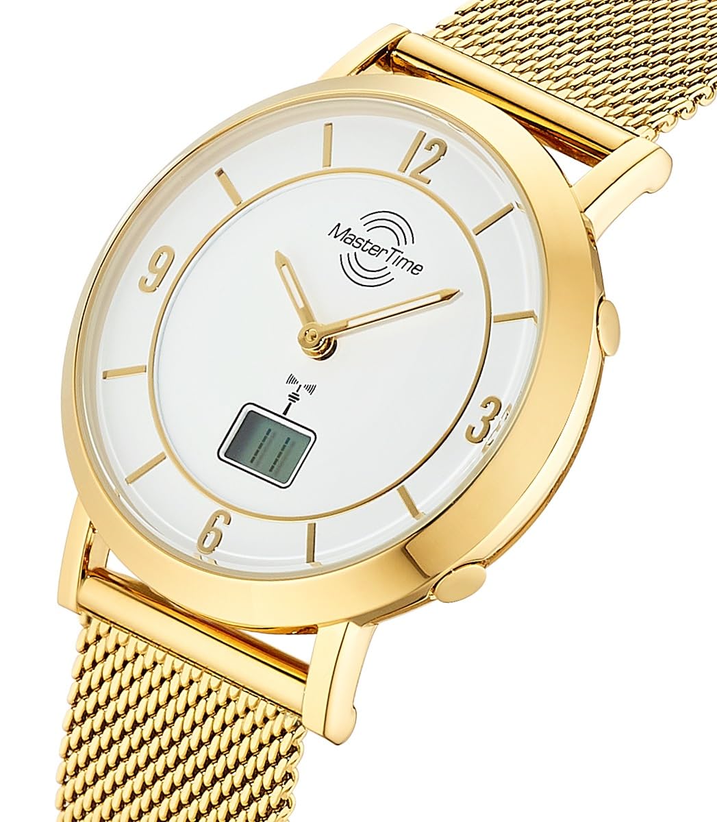 Master Time Funk Quarz Damen Uhr Analog-Digital mit Edelstahl Milanaise Armband MTLA-10949-12M
