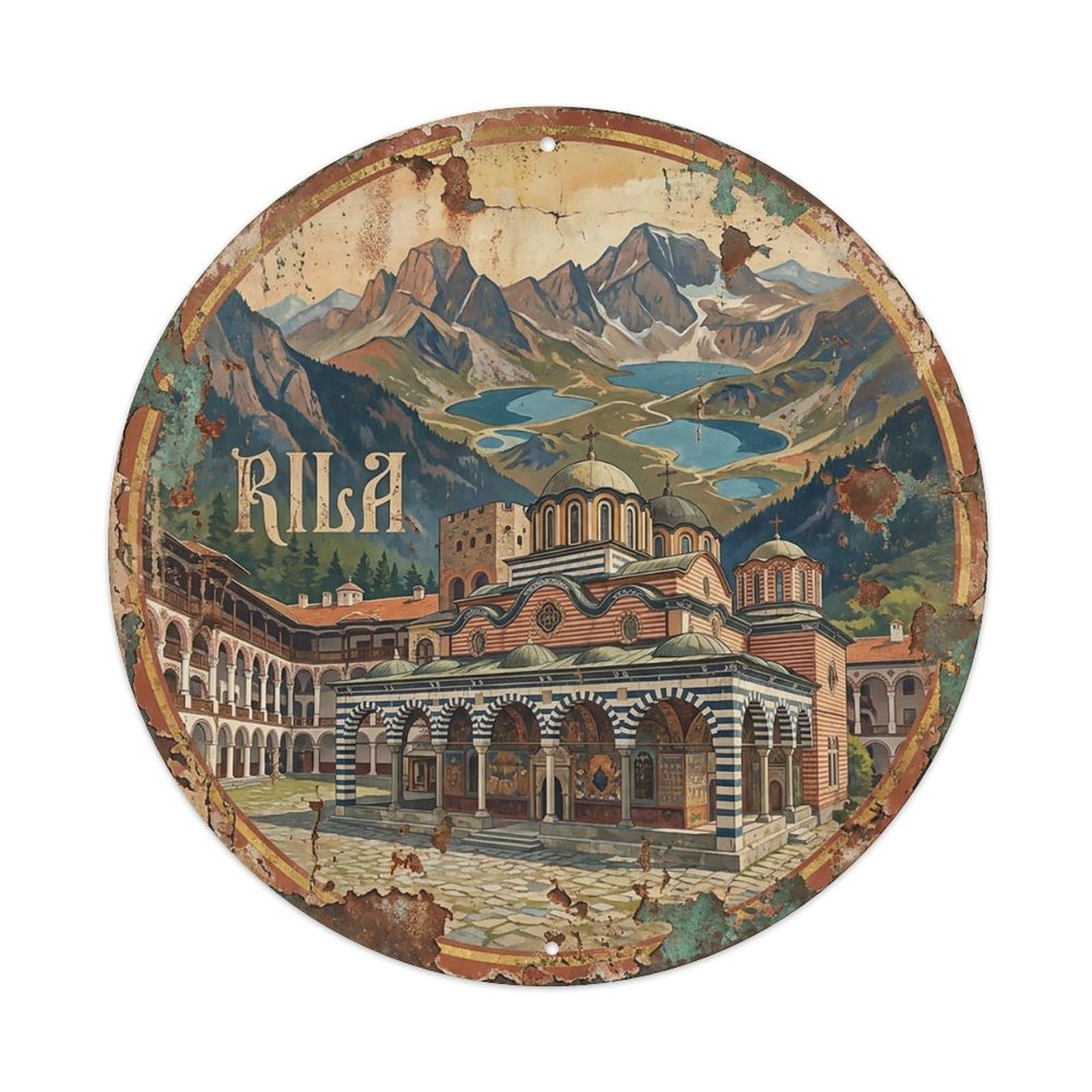 Travel Vintage Bulgaria Rila Metal Tin Sign