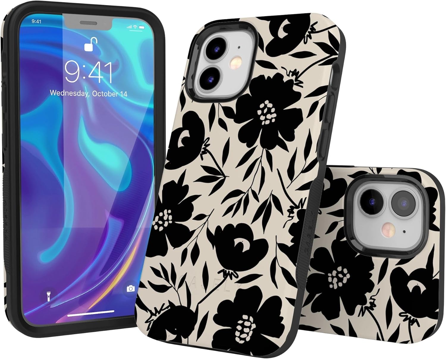 Casely iPhone 12 Mini Case | Dark Fantasy | Contrast Floral | Bold Protective Design | Compatible with MagSafe