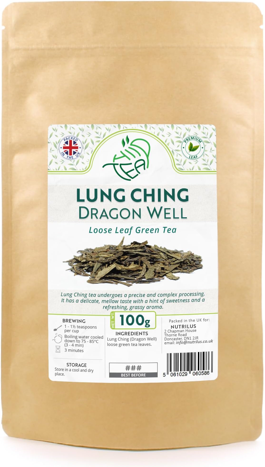 Lung Ching Dragon Well โ Premium Chinese Longjing Loose Leaf Green Tea (100g)