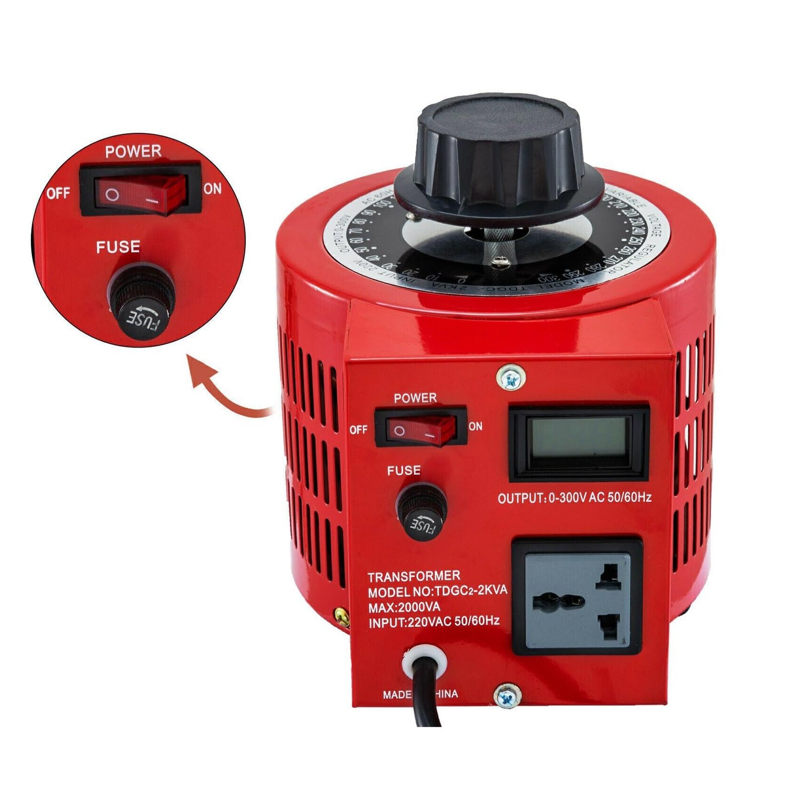 Transformateur variable 2KVA avec écran LCD pour un ajustement précis de la tension ca