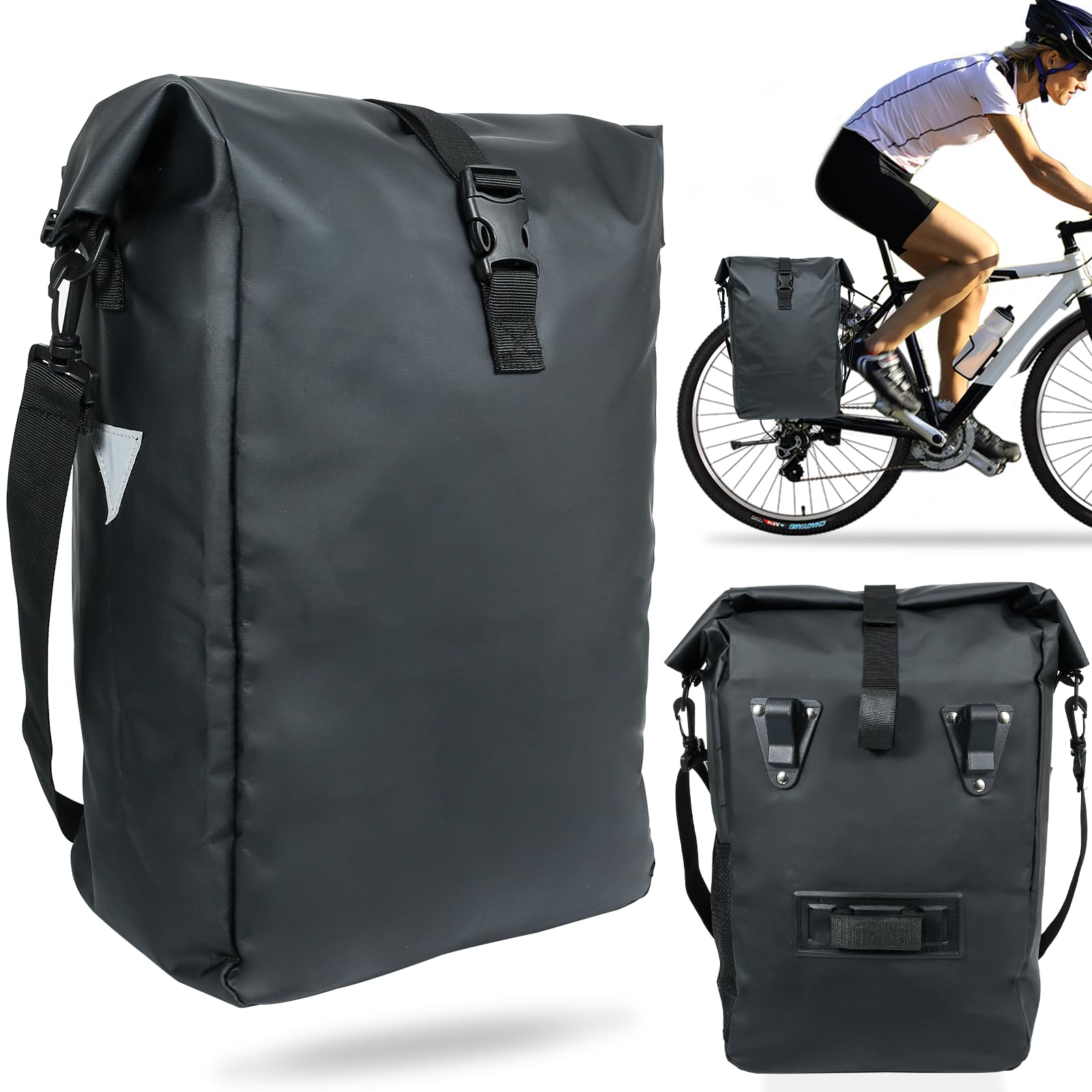 LEICESTERCN Borsa Portapacchi Bicicletta 12 L – Multitasca Con Protezione Antipioggia E Strisce Riflettenti, Per Mountain Bike E Bici Elettrica - 3