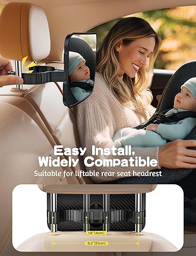 Miniatura 5 de Espejo de coche para bebé, diseño de gancho ultra estable, para asiento trasero de bebé, seguro e inastillable, espejos de asiento de coche de 360,