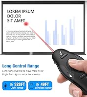 Vista 5 de DINOSTRIKE Clicker de presentación con puntero láser rojo, RF 2.4GHz USB inalámbrico Presentador remoto deslizante para presentaciones Powerpoint