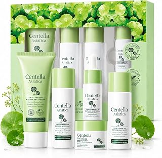 Centella Asiatica Skincare Set, 5-Piece Hydrating Travel Kit | Hyaluronic Acid and Ceramide NP for Sensitive Skin