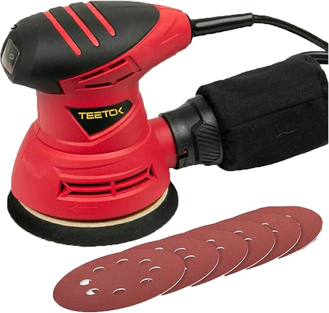 Electric Sander, Detail Sander 240W, 12000Rpm Detail Sander with Dust Collector, Mouse Sander with 125mm Sandpapers, 360°Rotating Sanding Base Plate, Palm Sander for Sanding Polishing Wood