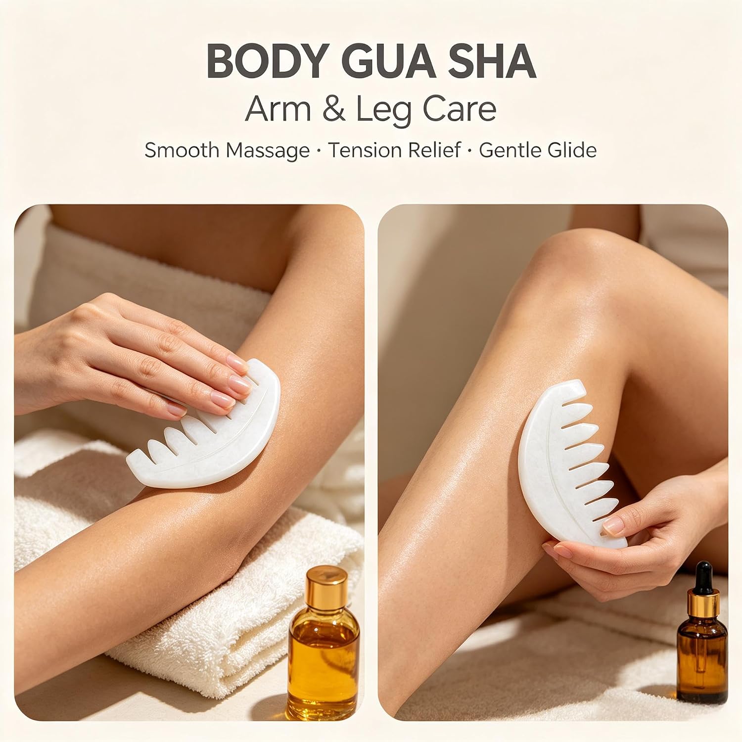 Natural White Jade Gua Sha Comb, Smooth Stone Scalp Massage Comb, Portable Acupressure Scraping Tool, Scalp Stimulator for Head Care, Relax Massager for Face Neck Shoulder Back Whole Body Daily Use