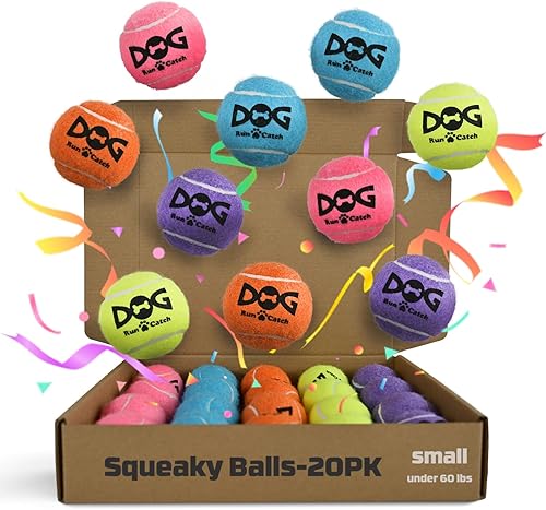 Miniatura 2 de Pelotas de tenis pequeñas para perros, paquete de 20 pelotas chirriantes para perros con bolsa de malla, certificado SGS, duraderas, no tóxicas