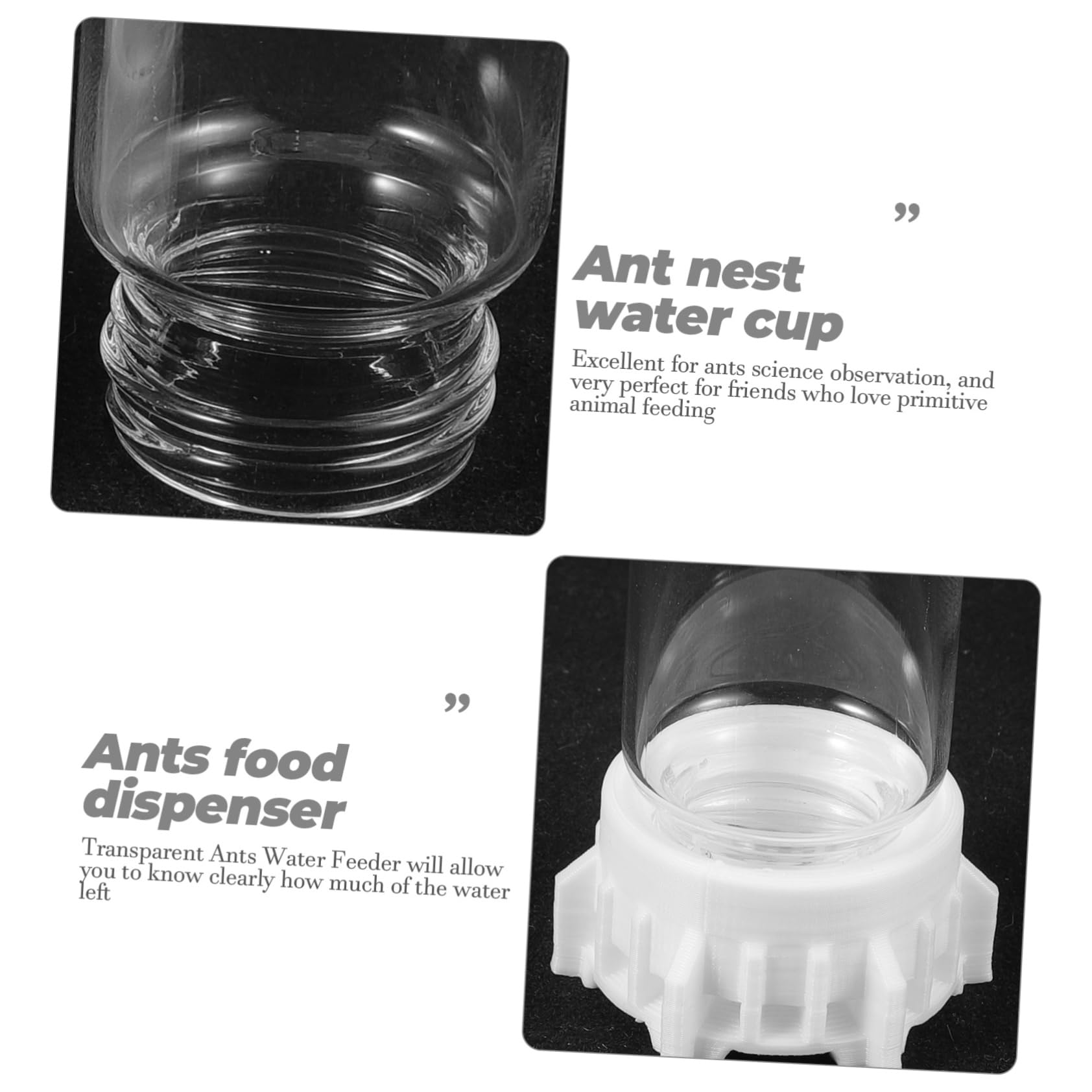 POPETPOP Bebedero para Hormigas de 20ml Diseño Profesional y Resistencia al Desgaste, Dispensador de Agua de Vidrio y Plástico Adecuado para Observación Científica en Verano