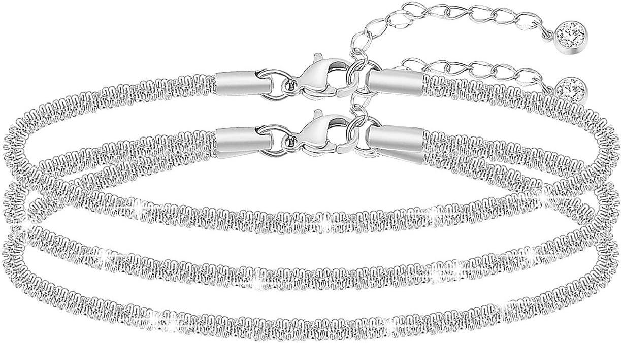 Ankle Bracelets for Women,18K Gold Plated Layered Beads Snake Chain Anklet for Women,Summer Beach Dainty Anklets Foot Jewelry Gift