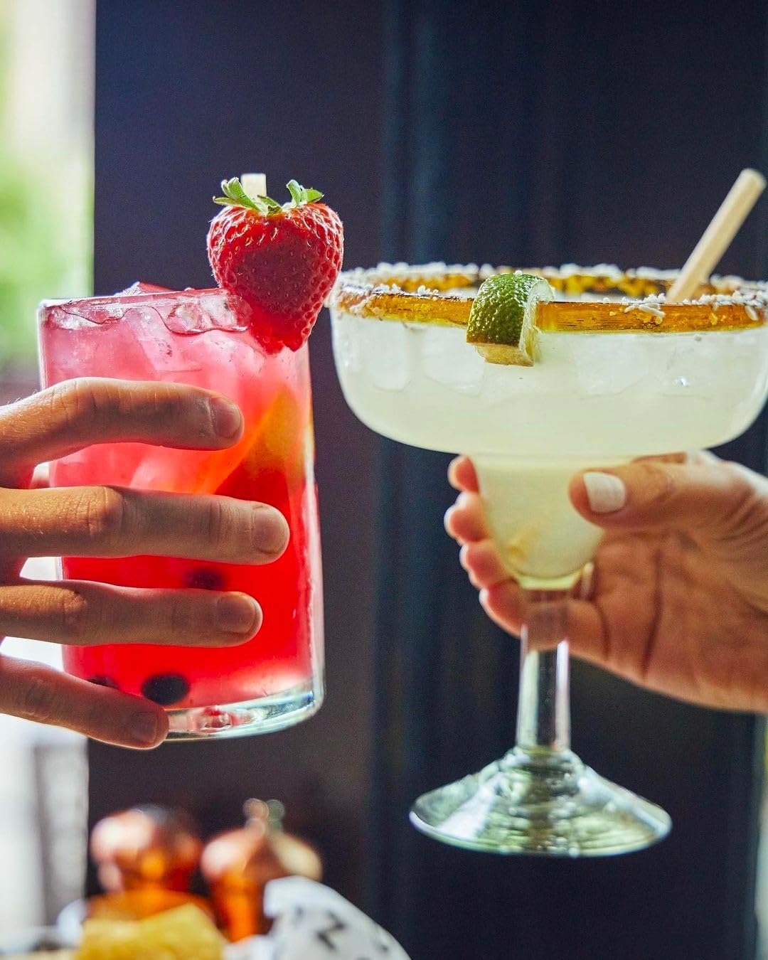 Amber Rim 14 oz Large Margarita Glasses (set of 6), Recycled Glass, Lead-free, Toxin-Free (Margarita)