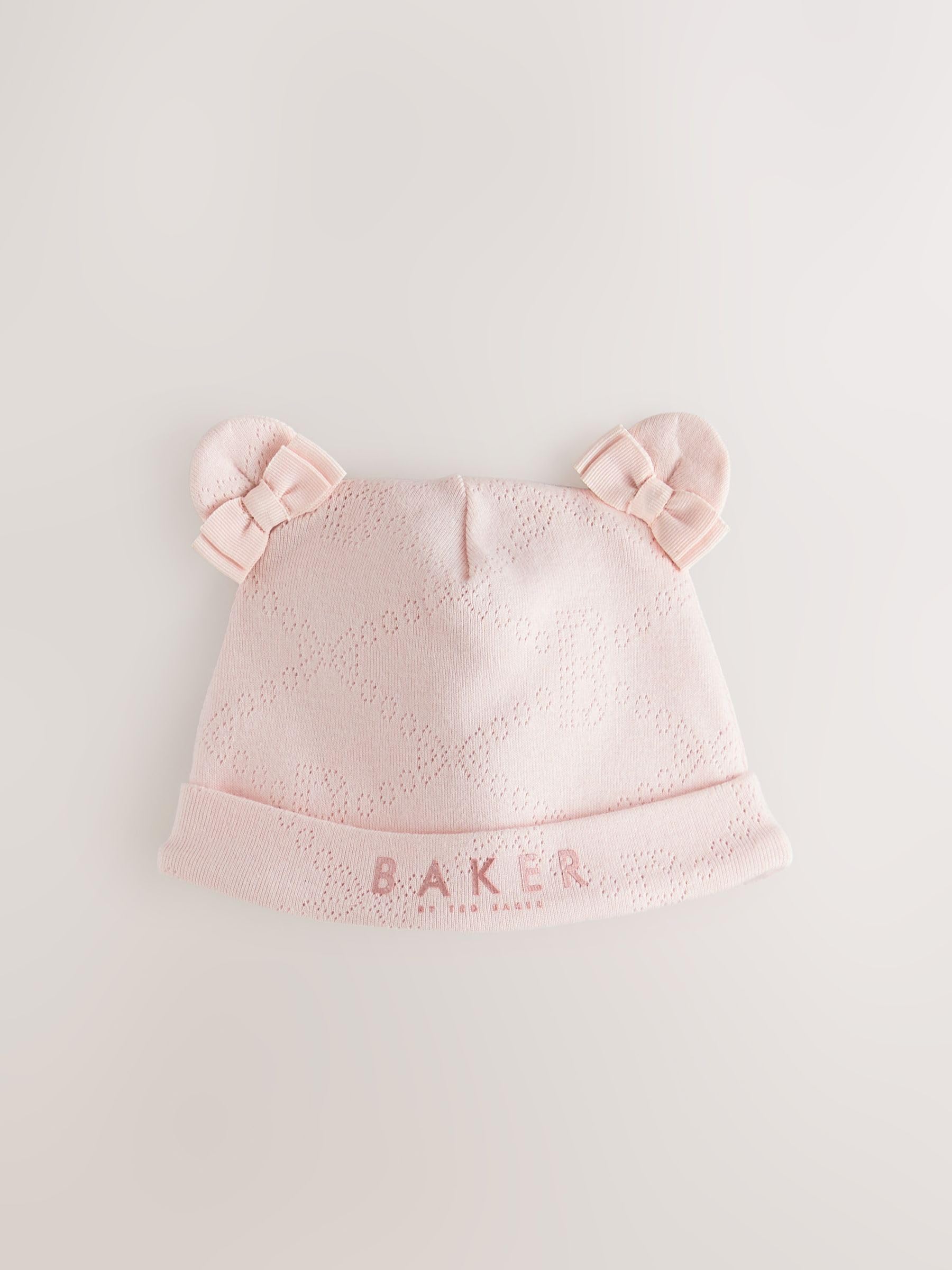 Baby Mädchen Wickelschlafanzug mit Lochstickerei und Mütze im Set