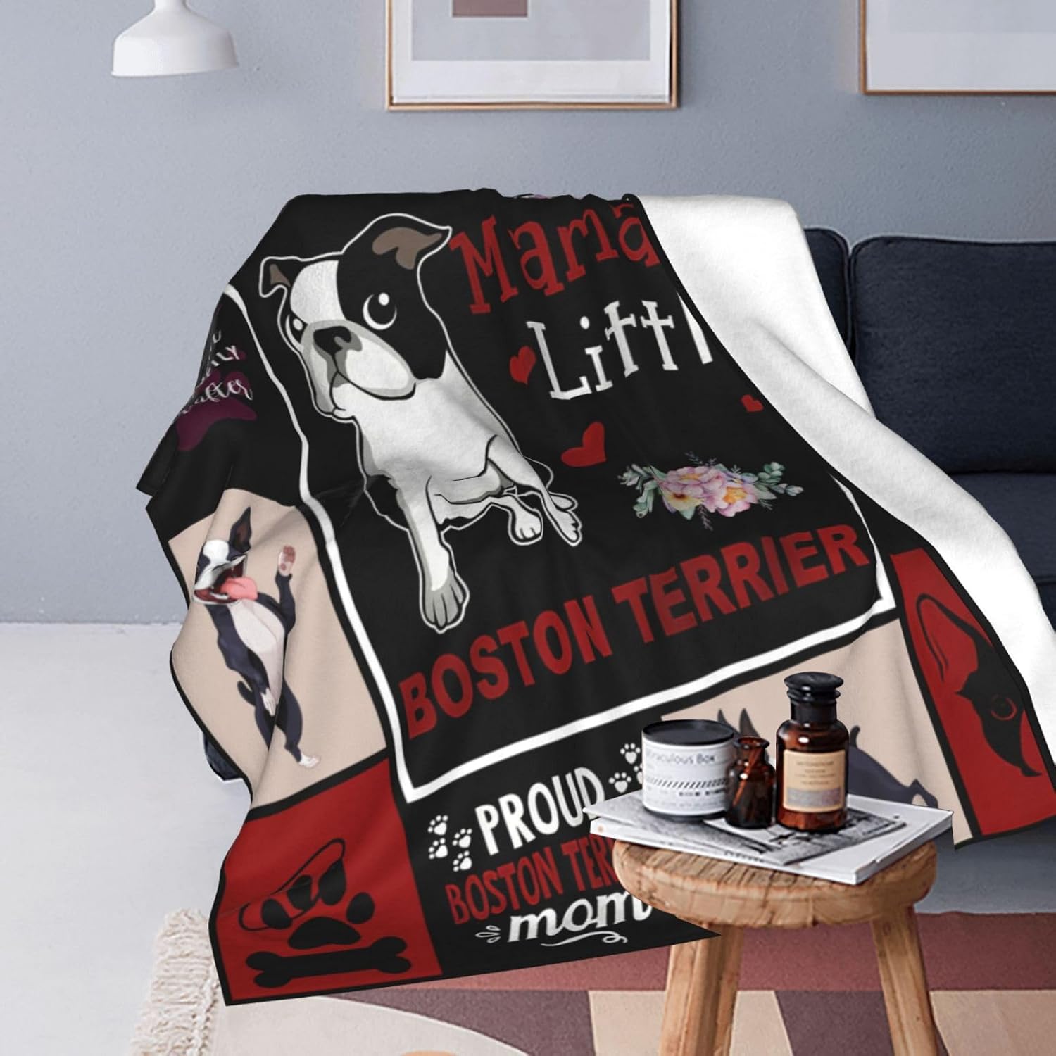 Boston Terrier Blanket Boston Terrier Gifts Throw Blankets Fleece Flannel Blanket Plush Lightweight Blanket Dog Stuff Gift for Couch Sofa Bed for Women Girls 50"X40" - Image 4