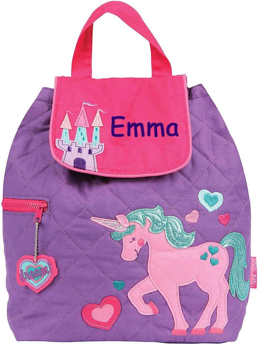 Stephen Joseph Kids Day Bag - Personalized Shoulder Bag - Unicorn Quilted Tote - Back to School Travel Organizing Bag with Custom Name