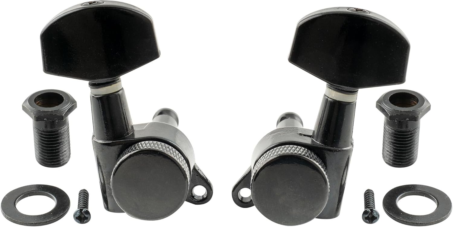 Musiclily Pro 3x3 Guitar Locking Tuners Tuning Pegs Keys Machine Heads Set for Les Paul Style Electric or Acoustic Guitar, Black
