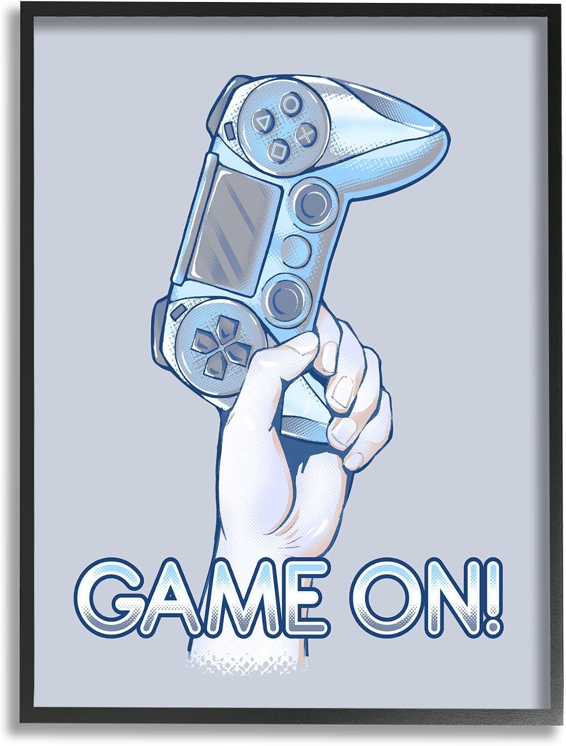 Stupell Industries Game On Text Illustration Holding Gaming Controller, Design by Ziwei Li,Blue 13 x 19