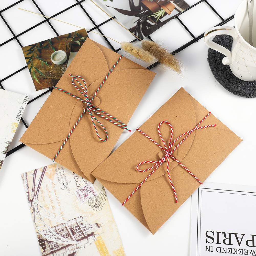 Buste in carta kraft con chiusura a cuore 100 pezzi per auguri di Natale
