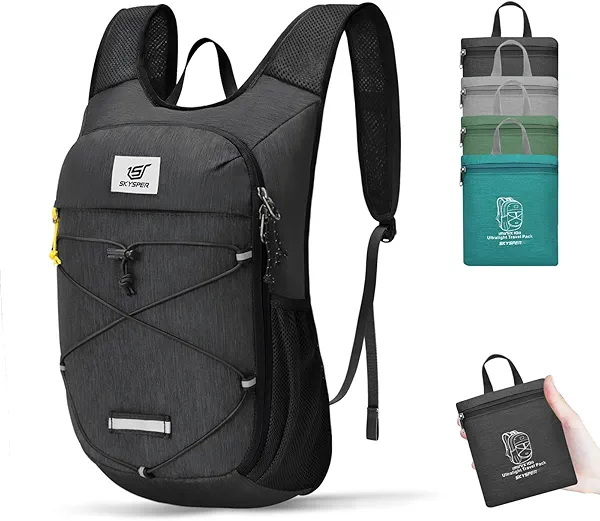SKYSPER Foldable Hiking Backpack - 10L Small Lightweight Daypack Breathable Travel Backpacks for Men Women